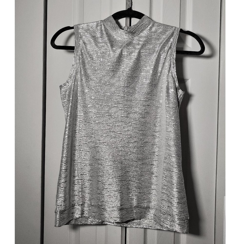 Reiss Silver Shimmer Mockneck Tank S M605